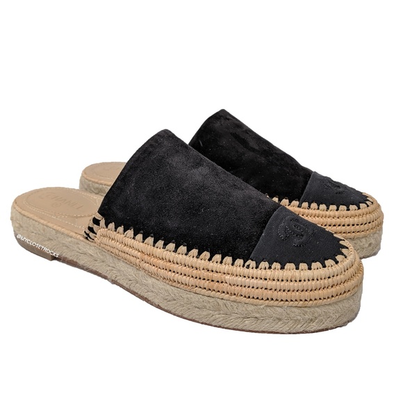 CHANEL Shoes - SOLD Chanel Suede CC Espadrille Mules
